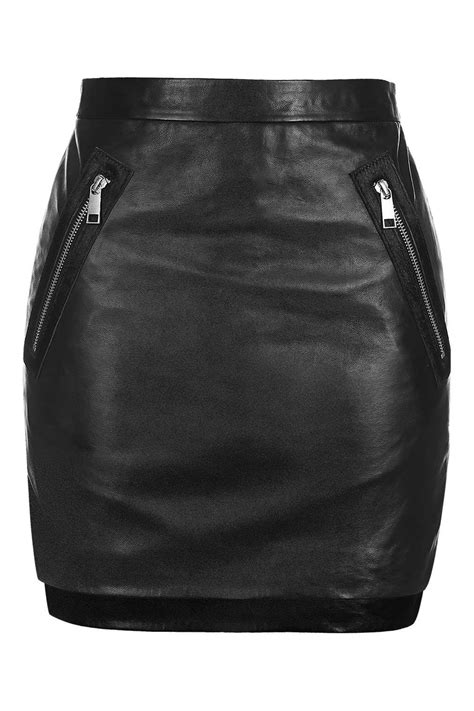 Zip Patch Leather Mini Skirt New In This Week New In Leather Mini