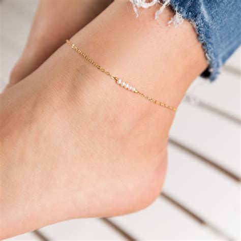 Pearl Ankle Bracelet Pearl Anklet Gold Anklet Ankle Bracelets