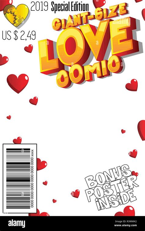 Editable Giant Size Love Comic Book Cover With Abstract Background For