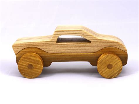 Wooden Toy Car Handmade And Finished With A Two Tone Clear And Amber