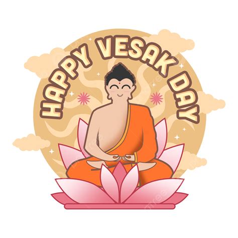 Vesak Buddha White Transparent Circle Greeting Happy Vesak Day With