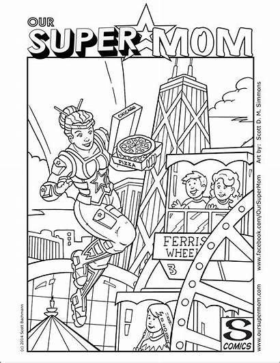 Coloring Chicago Pages Mom Skyline Super Adult