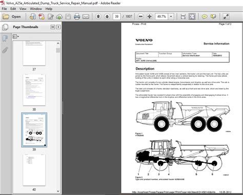 Volvo A25e Articulated Dump Truck Service Repair Manual Pdf Download
