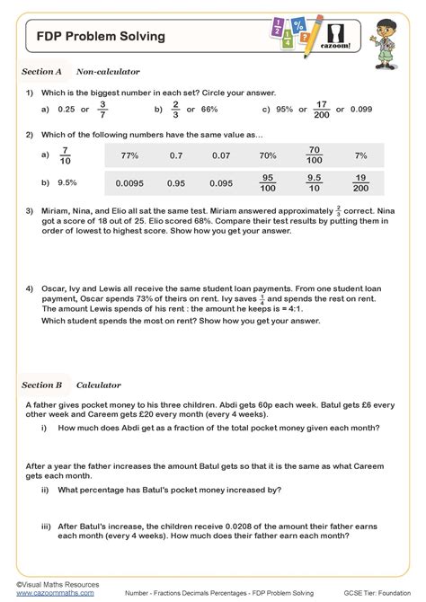 Fdp Problem Solving Worksheet Printable Maths Worksheets