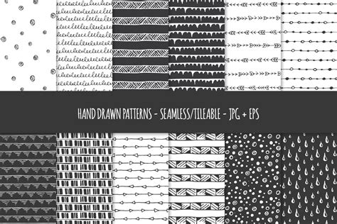 Hand Drawn Seamless Patterns Graphic Patterns ~ Creative Market