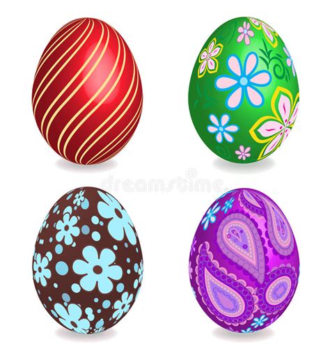 Four Beautiful Painted Easter Eggs Stock Vector Illustration Of
