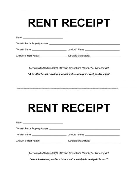 Free Printable Rent Receipt Template Images And Photos Finder