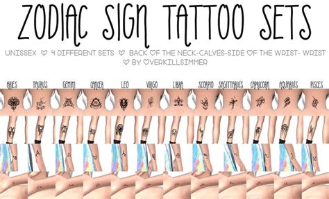 Zodiac Signs Tattoos Sets