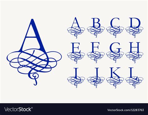 Vintage Set 1 Calligraphic Capital Letters With Vector Image