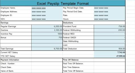 It may contain amount details such as allowances, other sum assured and with deductions of amount of provident fund etc. Download Excel Payslip Template Format | Excel ...