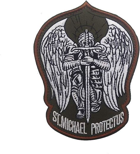St Saint Michael Protect Us Modern Morale Embroidered
