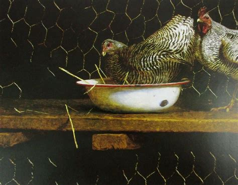 Vintage Art James Wyeth Night Chickens 1983 Hens Barred Rock Dominicker
