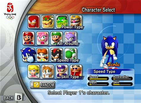 Character Selection Screen Wii Dance Sonic Speed Typing Mario 2016