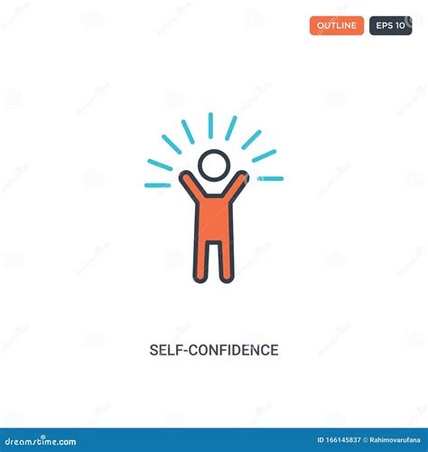 2 Color Self Confidence Concept Line Vector Icon Isolated Two Colored