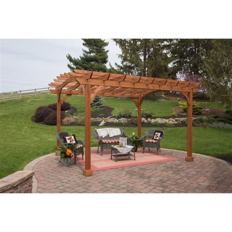 Yardcraft 10 Ft X 12 Ft Cedar Pergola With 5x5 Posts Stained