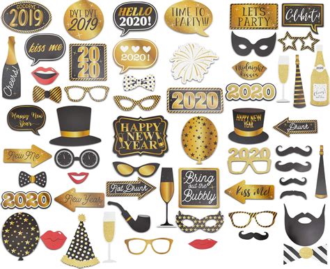 Photo Booth Props 2019 Set 60 Pack New Years Party Supplies Party