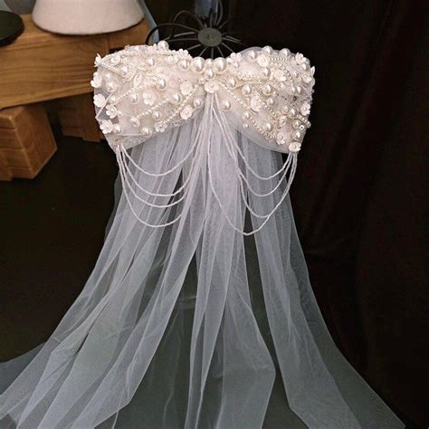 Bv80 Fairy Pearl Bow Tassel Short Wedding Veil Estimated Delivery