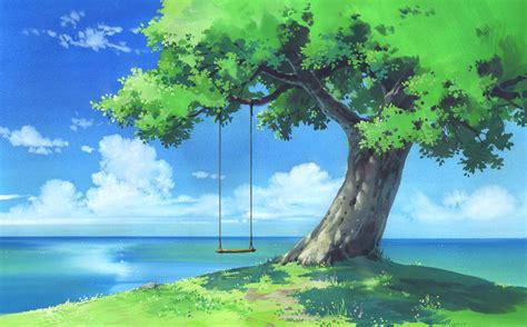 We watch anime for characters we love and to see them in action, so of course that's our focus. Peaceful Scenery Wallpaper (42+ images)