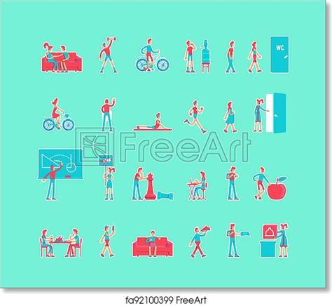 Free Art Print Of Healthy Lifestyle Cartoon Vector Characters Set