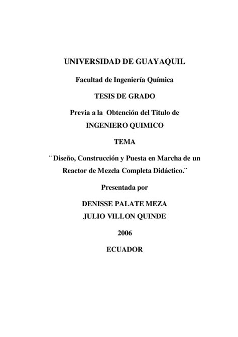 Pdf Universidad De Guayaquil Facultad De Ingeniería Química Tesis De
