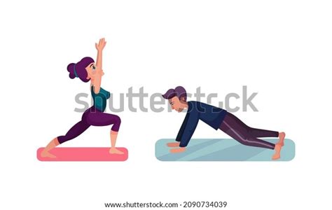People Daily Routine Set Man Woman Stock Vector Royalty Free