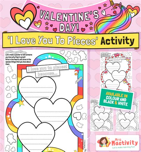I Love You To Pieces Writing Activity Valentines Day Writing Activity