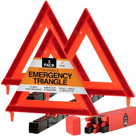 Xpose Safety Reflective Emergency Triangles 3 Pack Roadside Car