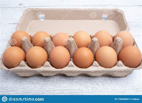 Dozen Eggs In Cardboard Package Stock Image Image Of Fresh Uncooked