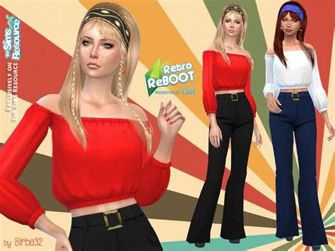 Sims 4 — Retro Reboot 70s Short Top By Birba32 — A Top That Recalls