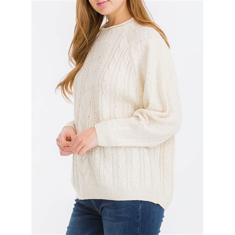 Cable Knit Raglan Sleeve Sweater