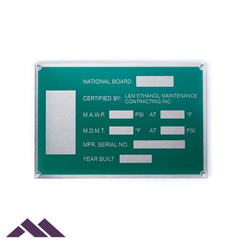Equipment Nameplates Custom Metal Marker Mfg