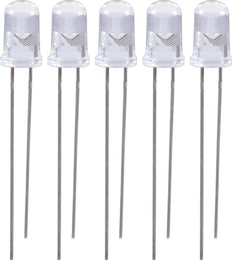 Led 5mm Water Clear High Brightness Package Of 5 Amplified Parts