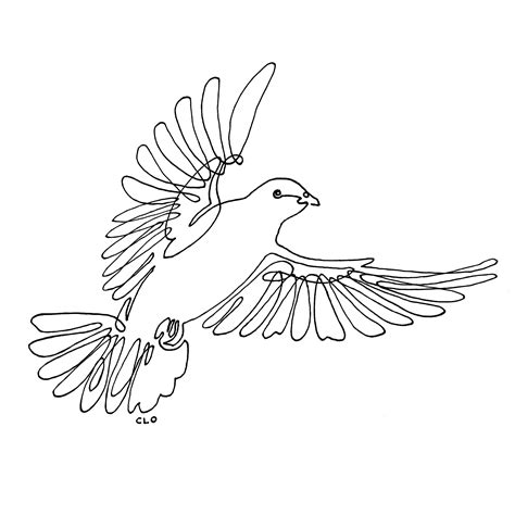 Dove In Flight Minimalist Bird Line Art Modern One Line Etsy Bird