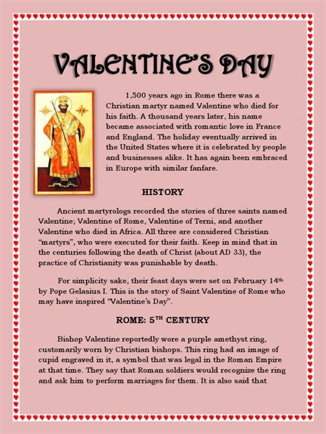 History Of Saint Valentines Day Pdf Valentines Day Religion And Belief