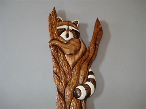 Raccoon Up A Tree Intarsia Wood Patterns Intarsia Woodworking