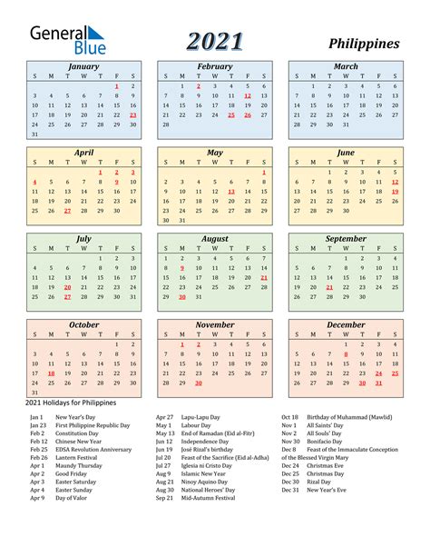 Calendar Holidays 2021 Philippines Free Free Printable 2021 Calendar