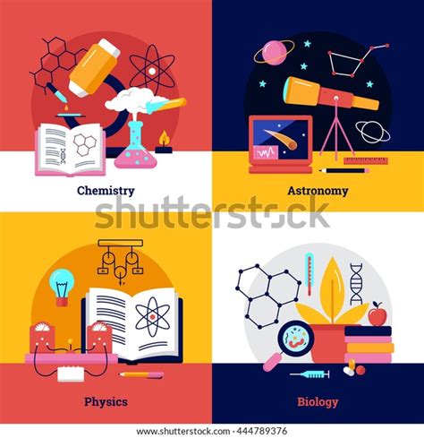 Science Square Banners About Chemistry Biology Stock Vector Royalty
