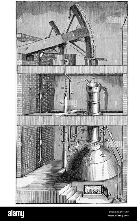 Newcomens Atmospheric Steam Engine Circa 1712 Stock Photo Alamy