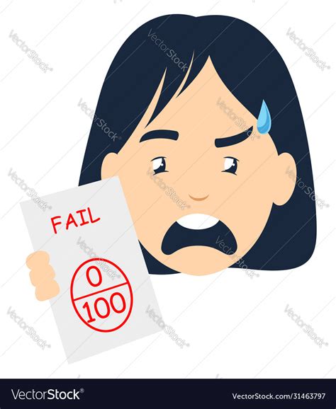 Girl Failed On Exam On White Background Royalty Free Vector