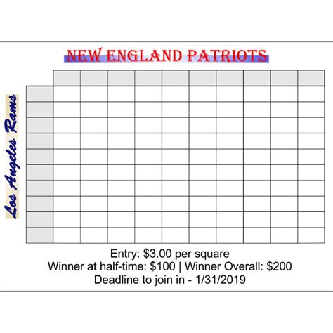 Super Bowl Squares Game 904 Custom