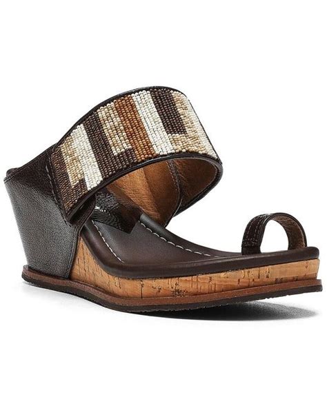 Donald J Pliner Greerbd Beaded Canvas And Leather Wedge Sandal In Brown Lyst