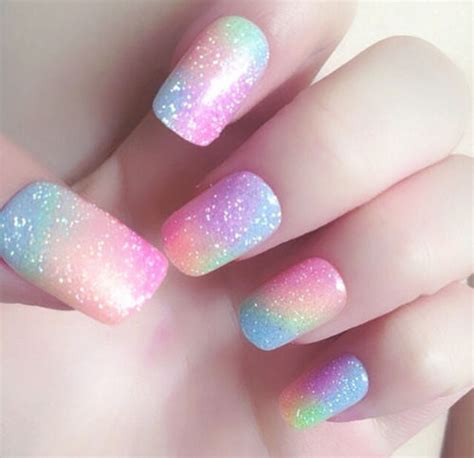 glitter colorful pastel nails pictures   images  facebook tumblr pinterest