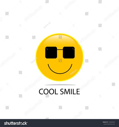 Emoticon Cool Smile Vector Template Stock Vector Royalty Free