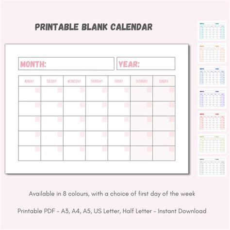 Printable Perpetual Calendar Printable Calendar Blank Calendar Template