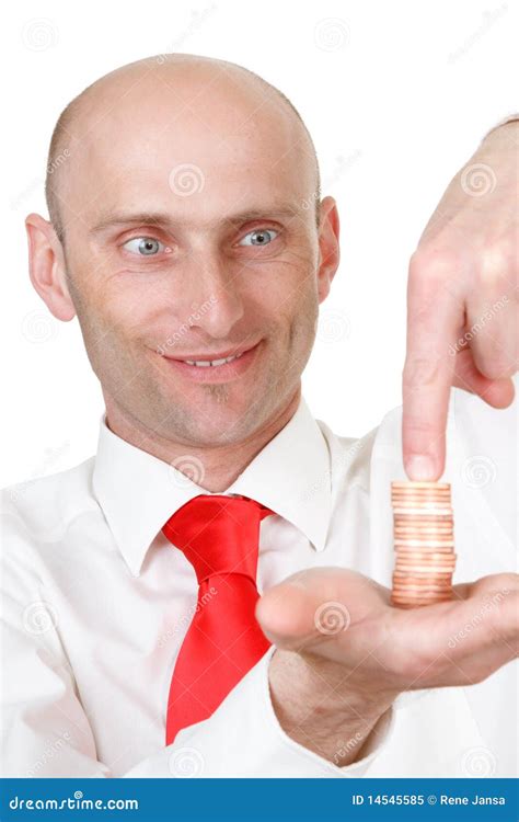 Businessman With Coins Stock Image Image Of Happiness 14545585