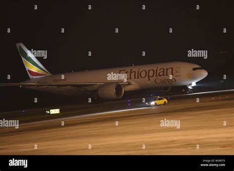 A Boeing 777 200f Cargo Plane Of Ethiopian Airlines Is Parked At The