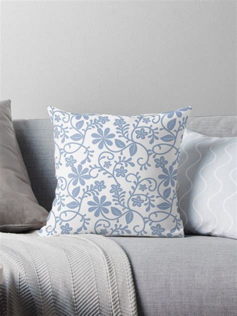 What to put in the center of a flower bed? Blue Floral Pattern | Throw Pillow | Throw pillows ...