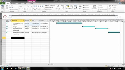 A gantt chart is a horizontal bar chart showing the start and end dates of each task within a project. Microsoft Project Professional Quick Basic Gantt Chart ...