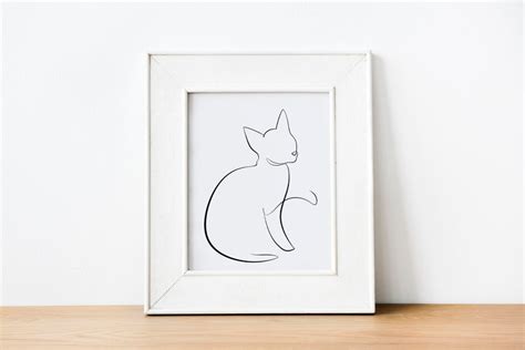 Cat Line Art One Line Drawing Cat Drawing Minimal Cat Etsy