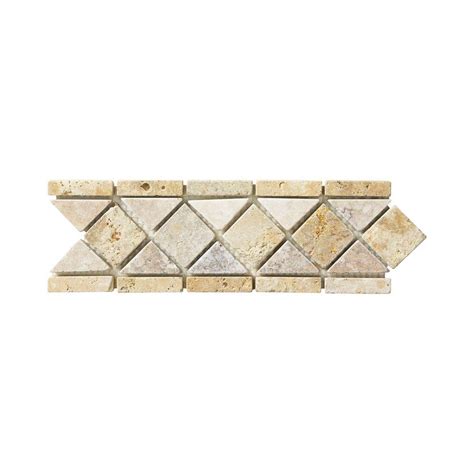 This beautiful accent brings the look of marble to glass accent decorative trim wall tile (0.25 sq. Jeffrey Court Venezia 3 in. x 12 in. Travertine Floor/Wall ...